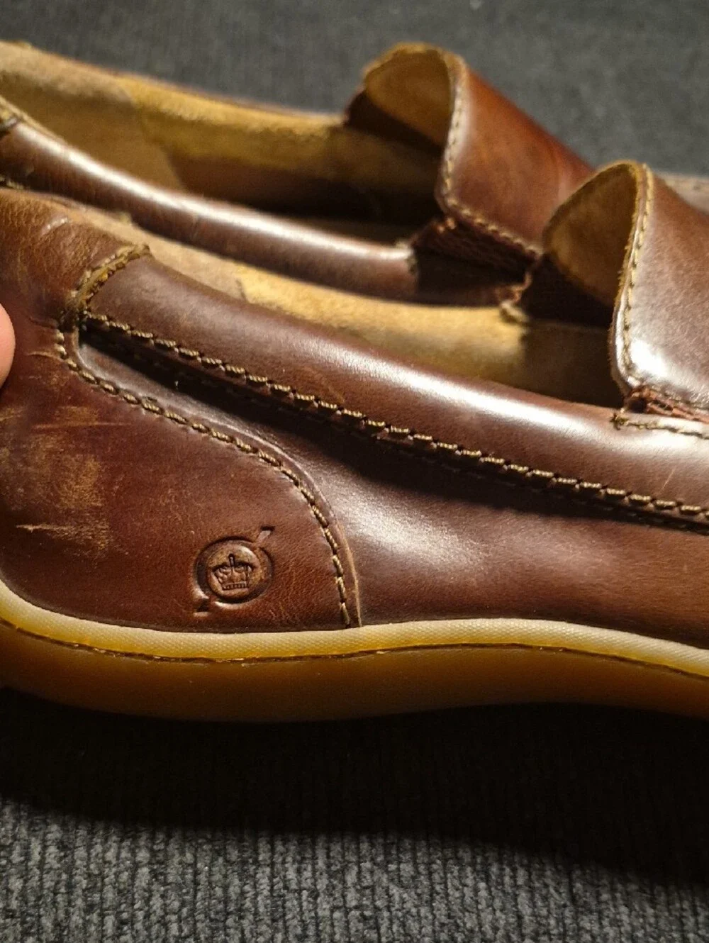 Born Brown Leather Slip-On Loafers